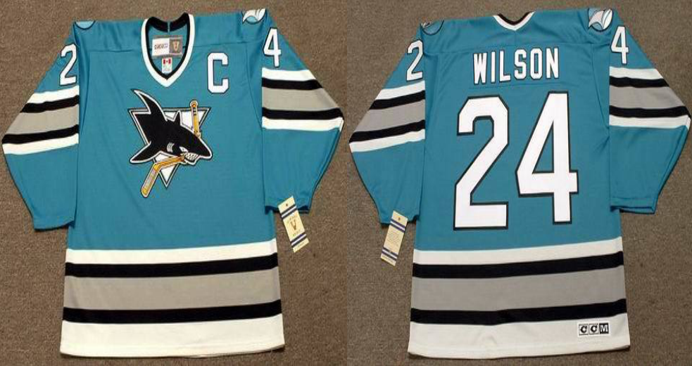 2019 Men San Jose Sharks 24 Wilson blue CCM NHL jersey